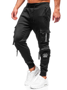 Pantaloni jogger tipo cargo di tuta da uomo neri Bolf HS7176