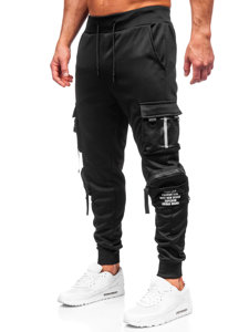 Pantaloni jogger tipo cargo di tuta da uomo neri Bolf HS7176