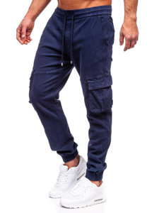 Pantaloni joggers in denim cargo da uomo blu Bolf MP0105BS