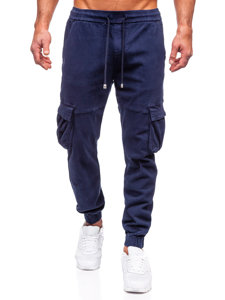 Pantaloni joggers in denim cargo da uomo blu Bolf MP0105BS