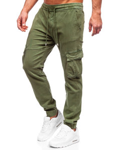 Pantaloni joggers in denim cargo da uomo khaki Bolf MP0105MV