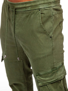 Pantaloni joggers in denim cargo da uomo khaki Bolf MP0105MV