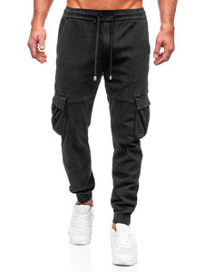 Pantaloni joggers in denim cargo da uomo nero Bolf MP0105N