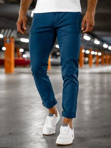 Pantaloni tipo chino da uomo indaco Bolf 1146