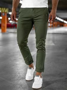 Pantaloni tipo chino da uomo verdi Bolf 1146