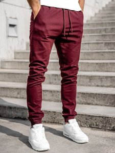 Pantaloni tipo jogger da uomo bordò Bolf 707