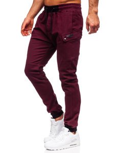 Pantaloni tipo jogger da uomo bordò Bolf B11103