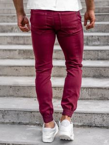 Pantaloni tipo jogger da uomo bordò Bolf CT8808