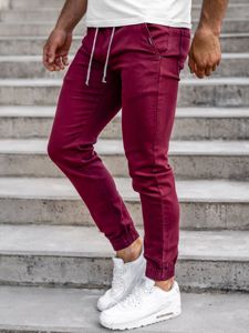 Pantaloni tipo jogger da uomo bordò Bolf CT8808