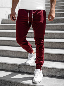 Pantaloni tipo jogger da uomo bordò Bolf KA951