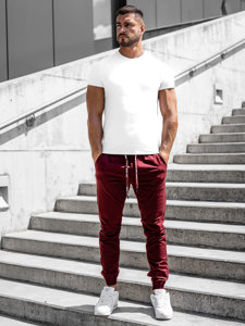 Pantaloni tipo jogger da uomo bordò Bolf KA951