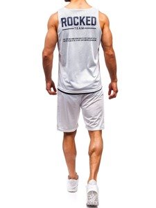 Set da uomo t-shirt + pantaloncini Bolf bianco 100780