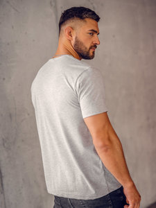 T-shirt a scollo V senza stampa da uomo grigia Bolf 192131A