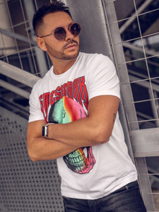 T-shirt con applicazioni da uomo bianca Bolf 2352