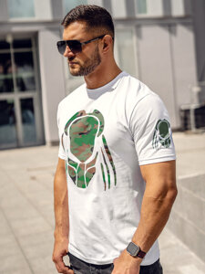 T-shirt con applicazioni da uomo bianco Bolf 192379A