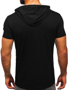 T-shirt con cappuccio senza stampa da uomo nera Bolf 8T957