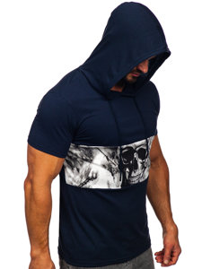 T-shirt con stampa con cappuccio da uomo blu Bolf 8T971