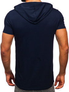 T-shirt con stampa con cappuccio da uomo blu Bolf 8T971