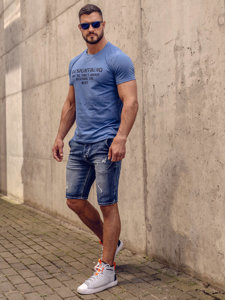 T-shirt con stampa da uomo azzurra Bolf 8T232