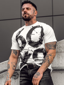 T-shirt con stampa da uomo bianca Bolf 0303A