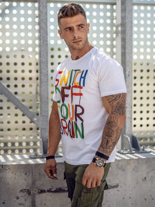 T-shirt con stampa da uomo bianca Bolf 1181A