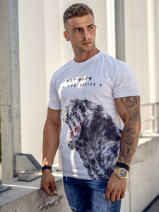 T-shirt con stampa da uomo bianca Bolf 181519A