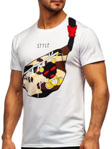 T-shirt con stampa da uomo bianca Bolf KS2371