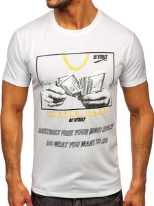 T-shirt con stampa da uomo bianca Bolf KS2538