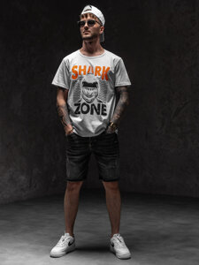 T-shirt con stampa da uomo bianca Bolf KS2616