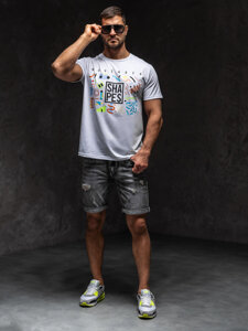 T-shirt con stampa da uomo bianca Bolf KS2625