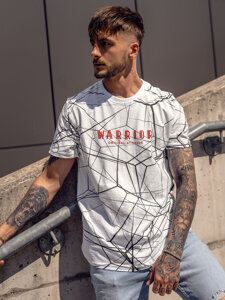 T-shirt con stampa da uomo bianca Bolf SS10935