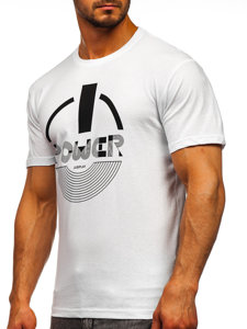 T-shirt con stampa da uomo bianco Bolf 0011