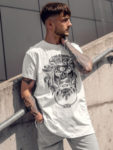 T-shirt con stampa da uomo bianco Bolf 0202