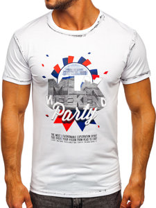 T-shirt con stampa da uomo bianco Bolf s028