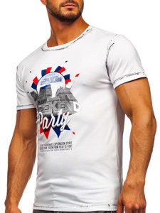 T-shirt con stampa da uomo bianco Bolf s028