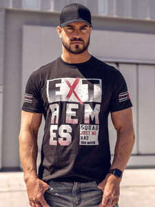 T-shirt con stampa da uomo nera Bolf 14312A