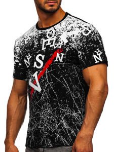 T-shirt con stampa da uomo nera Bolf JS10650