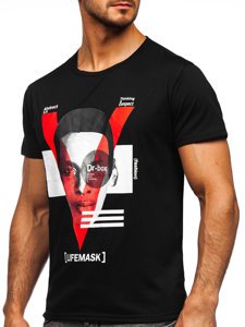 T-shirt con stampa da uomo nera Bolf KS2552