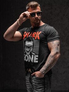 T-shirt con stampa da uomo nera Bolf KS2652