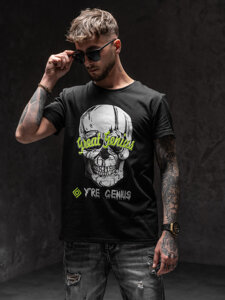 T-shirt con stampa da uomo nera Bolf Y70012