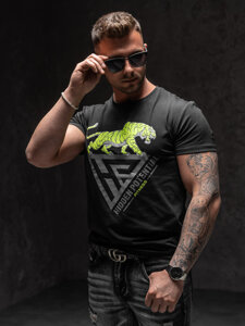 T-shirt con stampa da uomo nera Bolf Y70013