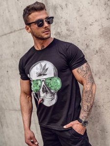 T-shirt con stampa da uomo nera Bolf Y70019A