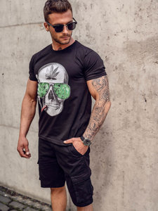 T-shirt con stampa da uomo nera Bolf Y70019A