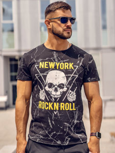 T-shirt con stampa da uomo nera Bolf Y70030A