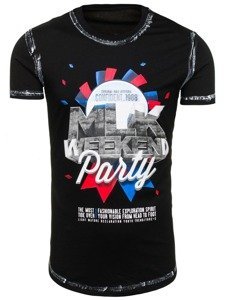 T-shirt con stampa da uomo nero Bolf s028