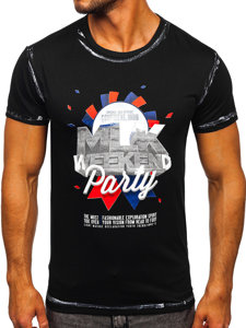 T-shirt con stampa da uomo nero Bolf s028