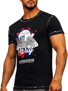 T-shirt con stampa da uomo nero Bolf s028