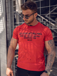 T-shirt con stampa da uomo rossa Bolf 8T232