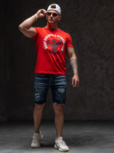 T-shirt con stampa da uomo rossa Bolf Y70015