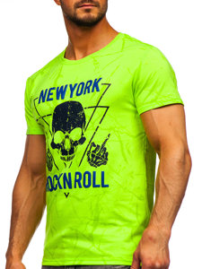 T-shirt con stampa da uomo verde-fluorescente Bolf Y70030